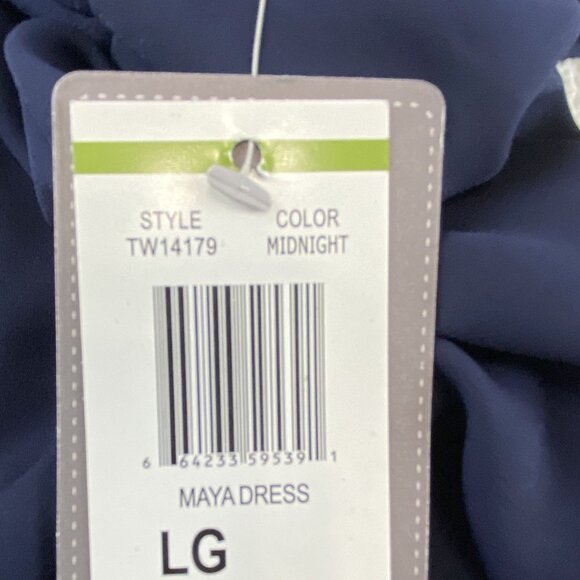 Threads 4 Thought Navy Blue Womens L Classic Preppy Cinched Waist  Lined Dress - Picture 6 of 13